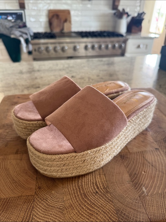 Lulus Shoes - Lulus Suede Platform Slide Sandals - Blush Pink